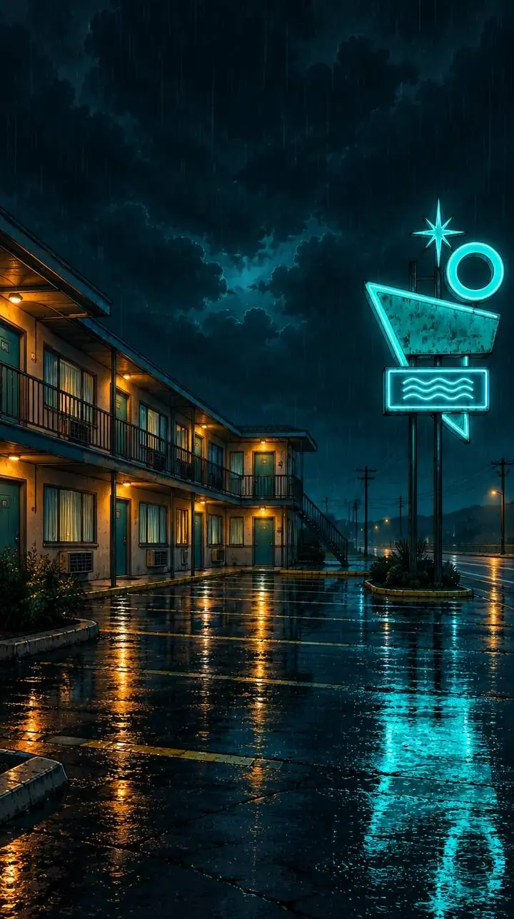 Le Motel Meridian sous la pluie